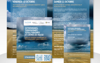 Visuel colloque octobre 2025 terrorisme université de strasbourg (unistra) - Singing Dodo, agence de communication à Amiens (Hauts-de-France), clients publics, privés, France et monde, tpe au Cac40, tous secteurs.